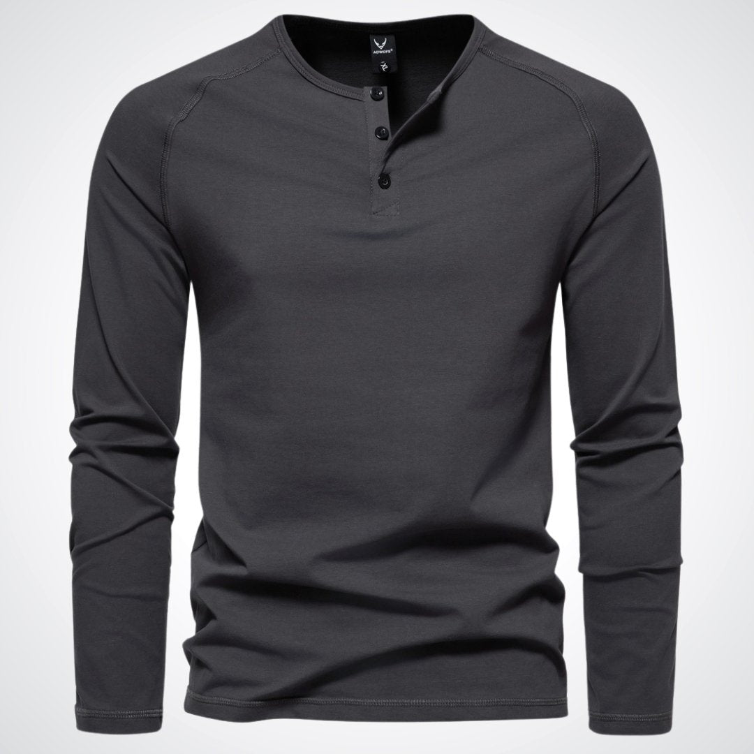 Hommes Henley à manches longues avec boutons 3