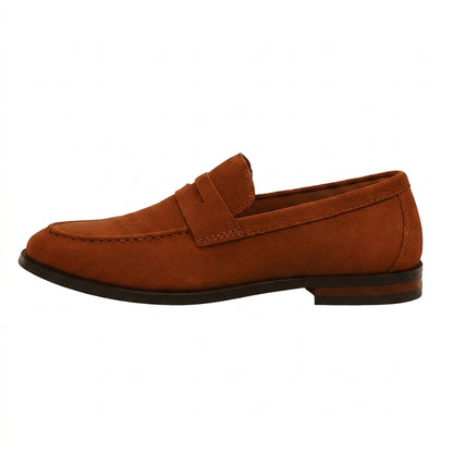 Hommes Mocassins à Bride Transversale et Couture en Relief Chocolat