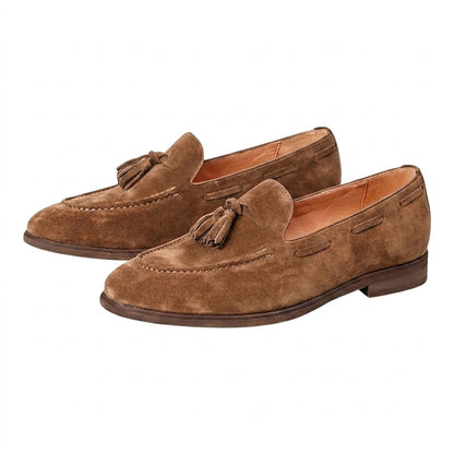 Hommes Mocassins à Glands avec Coutures sur le Plateau et Lacets Latéraux Kaki