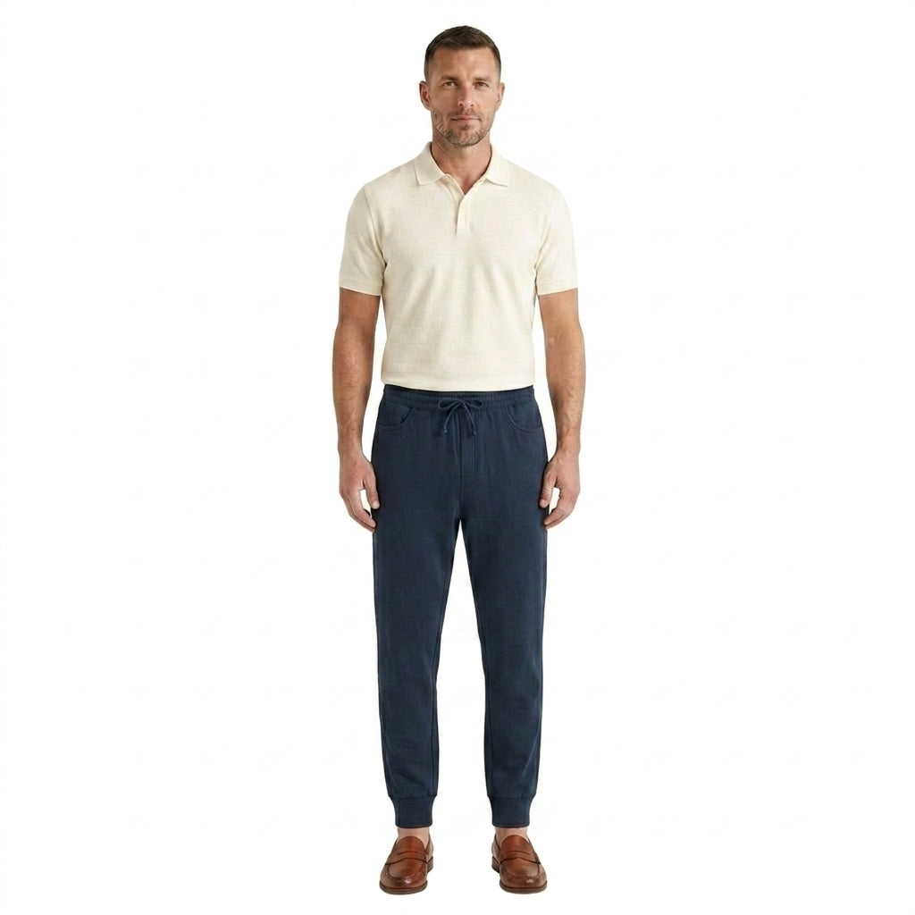 Hommes Pantalon de jogging avec cordon de serrage et chevilles élastiquées Bleu Marine