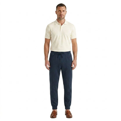 Hommes Pantalon de jogging avec cordon de serrage et chevilles élastiquées Bleu Marine