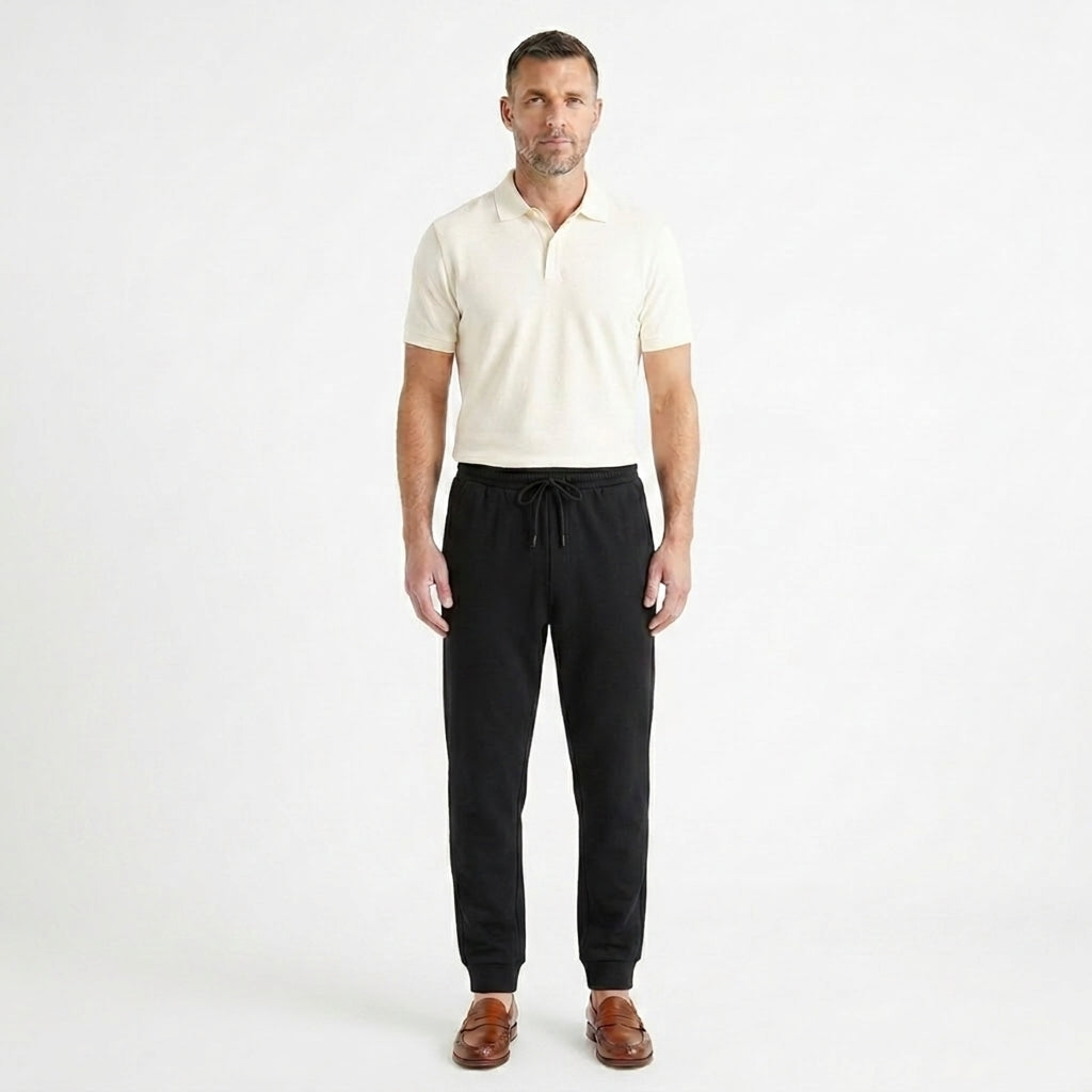 Hommes Pantalon de jogging avec cordon de serrage et chevilles élastiquées Noir