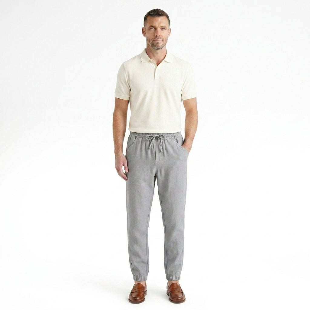 Hommes Pantalon de jogging avec cordon de serrage et chevilles élastiquées Gris