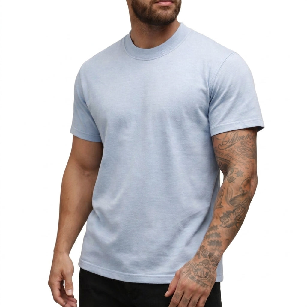 Hommes T-shirt à col rond et manches courtes Bleu