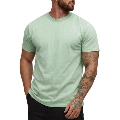 Hommes T-shirt à col rond et manches courtes Vert Menthe