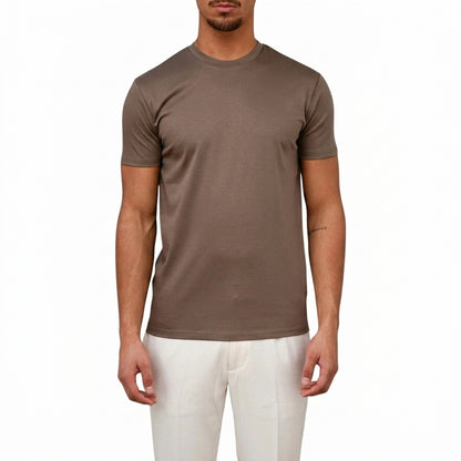 Hommes T-shirt à col rond et manches courtes Marron