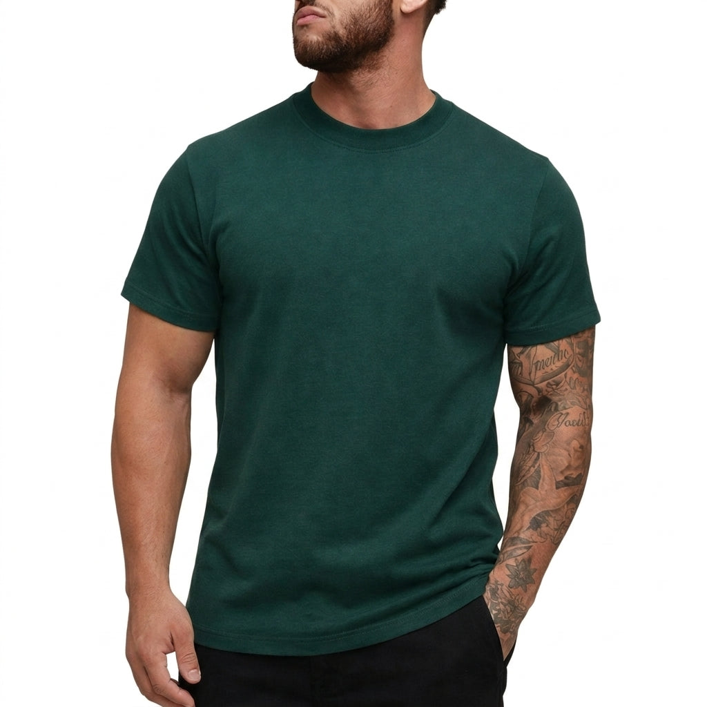 Hommes T-shirt à col rond et manches courtes Vert