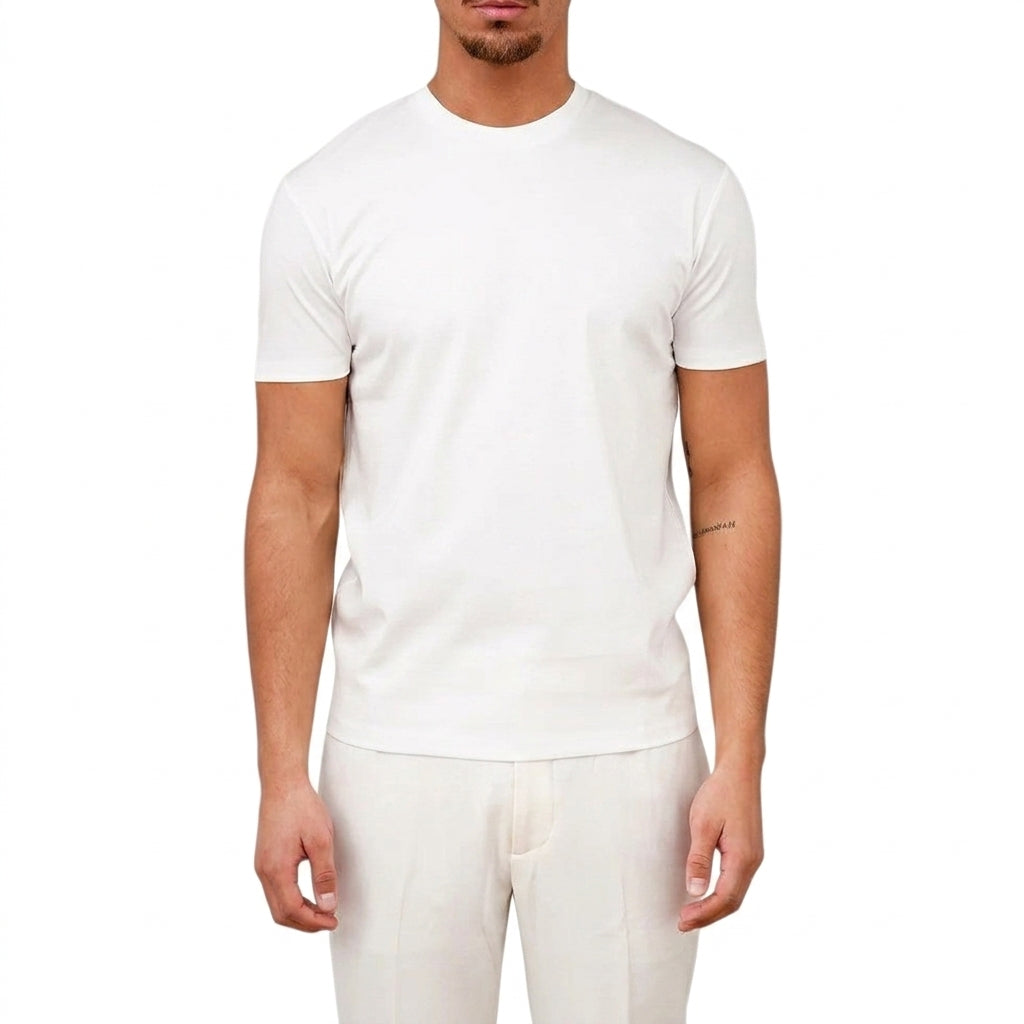 Hommes T-shirt à col rond et manches courtes Blanc