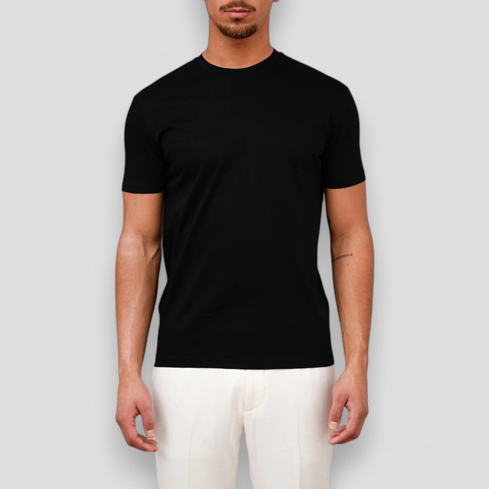 Hommes T-shirt à col rond et manches courtes Noir