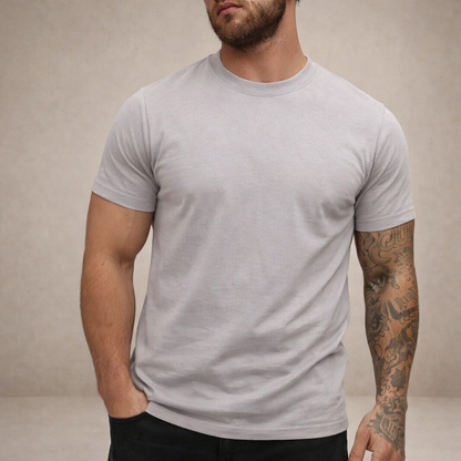 Hommes T-shirt à col rond et manches courtes Gris