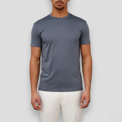 Hommes T-shirt à col rond et manches courtes Gris Foncé