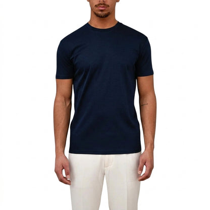 Hommes T-shirt à col rond et manches courtes Bleu Marine