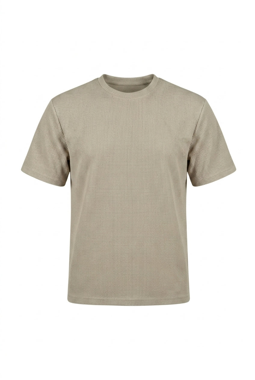 Hommes T-shirt à manches courtes avec texture gaufrée et col rond 1