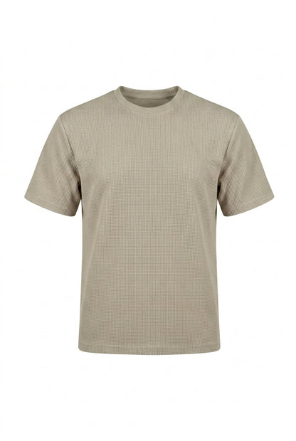 Hommes T-shirt à manches courtes avec texture gaufrée et col rond 1