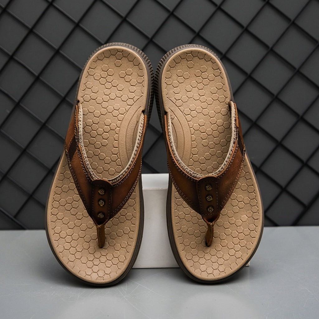 Hommes Tongs à Bride à Entre-doigt avec Rivets et Semelle à Motif Hexagonal 4
