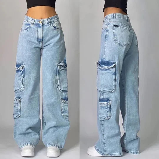 Jean Cargo Femme Jambe Large-Gigié