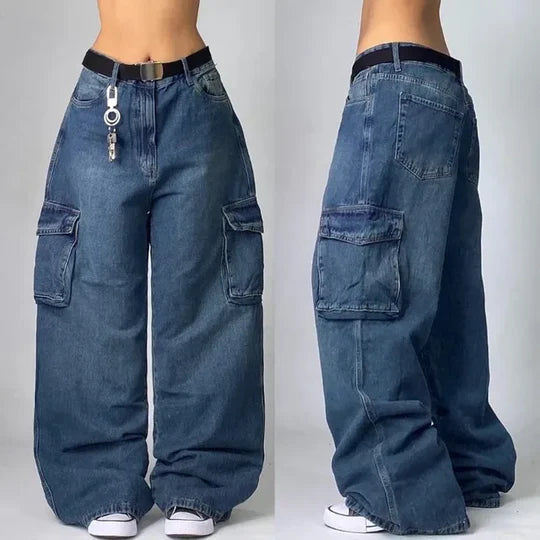Jean Cargo Femme Jambe Large-Gigié