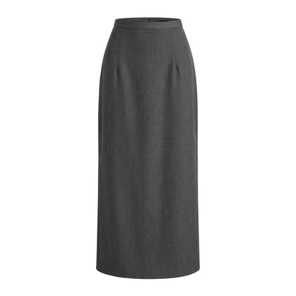 Jupe longue femme avec taille haute et silhouette droite-Female Skirts-Gigié