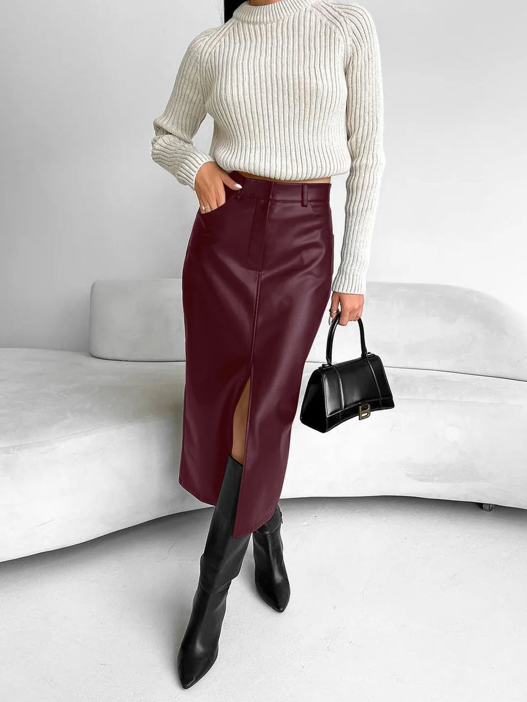 Jupe Midi Femme Fendue-Gigié