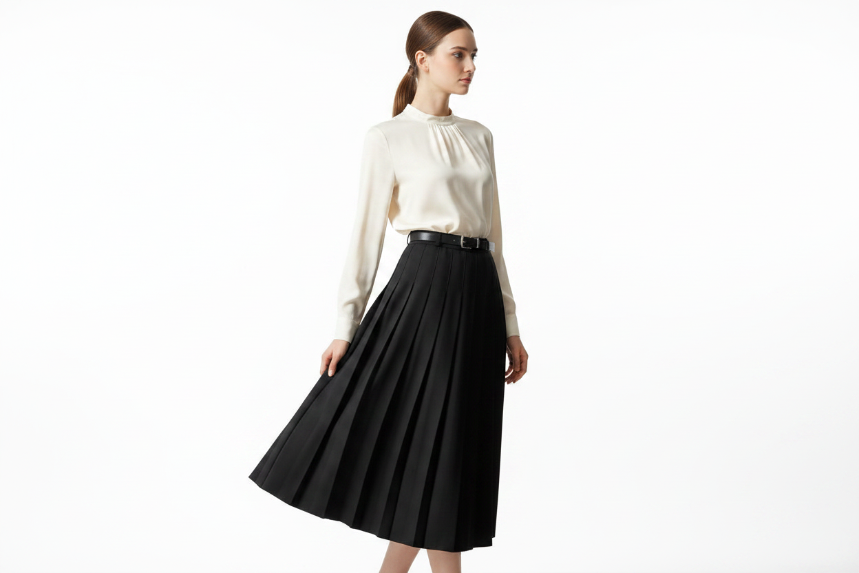 Jupe midi plissée pour femme-Female Skirts-Gigié