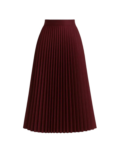 Jupe midi plissée structurée pour femme-Female Skirts-Gigié