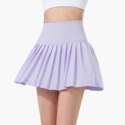 Jupe-short femme taille haute avec plis et ceinture élastique-Mini Skirt-Gigié