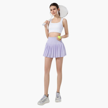 Jupe-short femme taille haute avec plis et ceinture élastique-Mini Skirt-Gigié