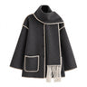 Manteau cape en mélange de laine pour femme avec boutonnage à l'avant 1