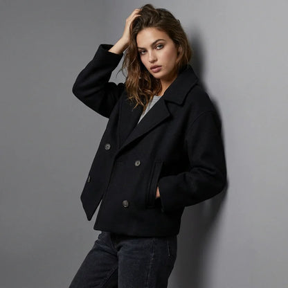 Manteau Court Femme Double Boutonnage-Gigié