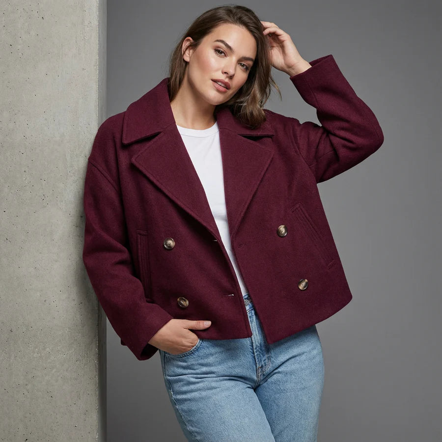 Manteau Court Femme Double Boutonnage-Gigié