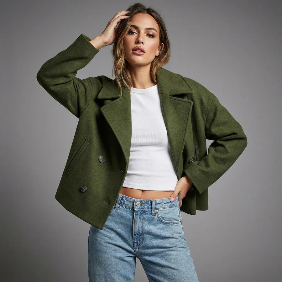 Manteau Court Femme Double Boutonnage-Gigié