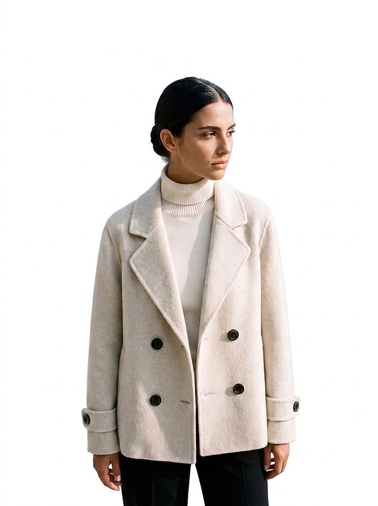 Manteau court pour femme avec revers et boutons 1