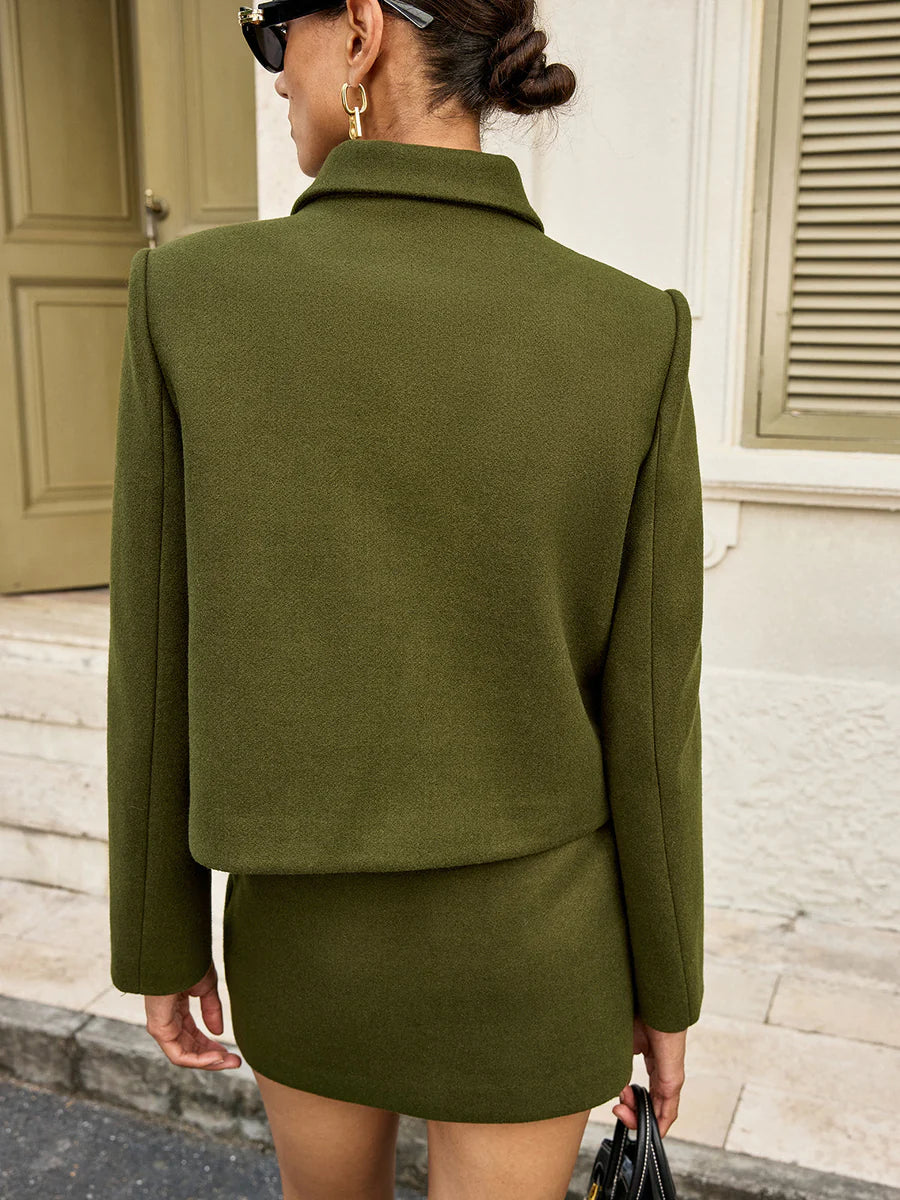 Manteau Femme Court À Boutons Vert-Gigié