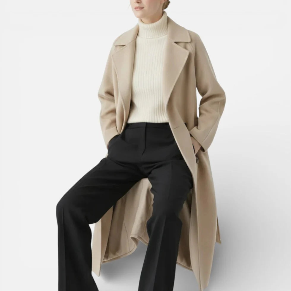Manteau Femme Long Col À Revers-Gigié