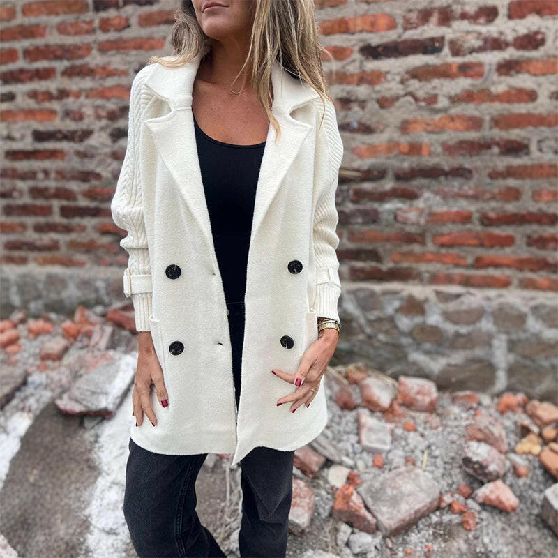 Manteau Femme Réversible Mi-Long Col À Revers-Gigié