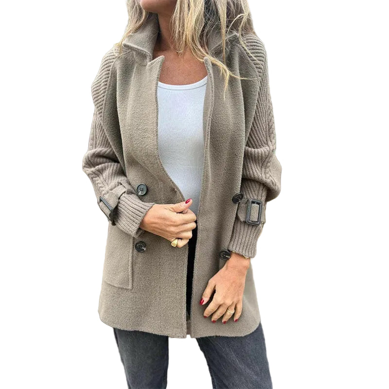 Manteau Femme Réversible Mi-Long Col À Revers-Gigié