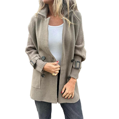 Manteau Femme Réversible Mi-Long Col À Revers-Gigié