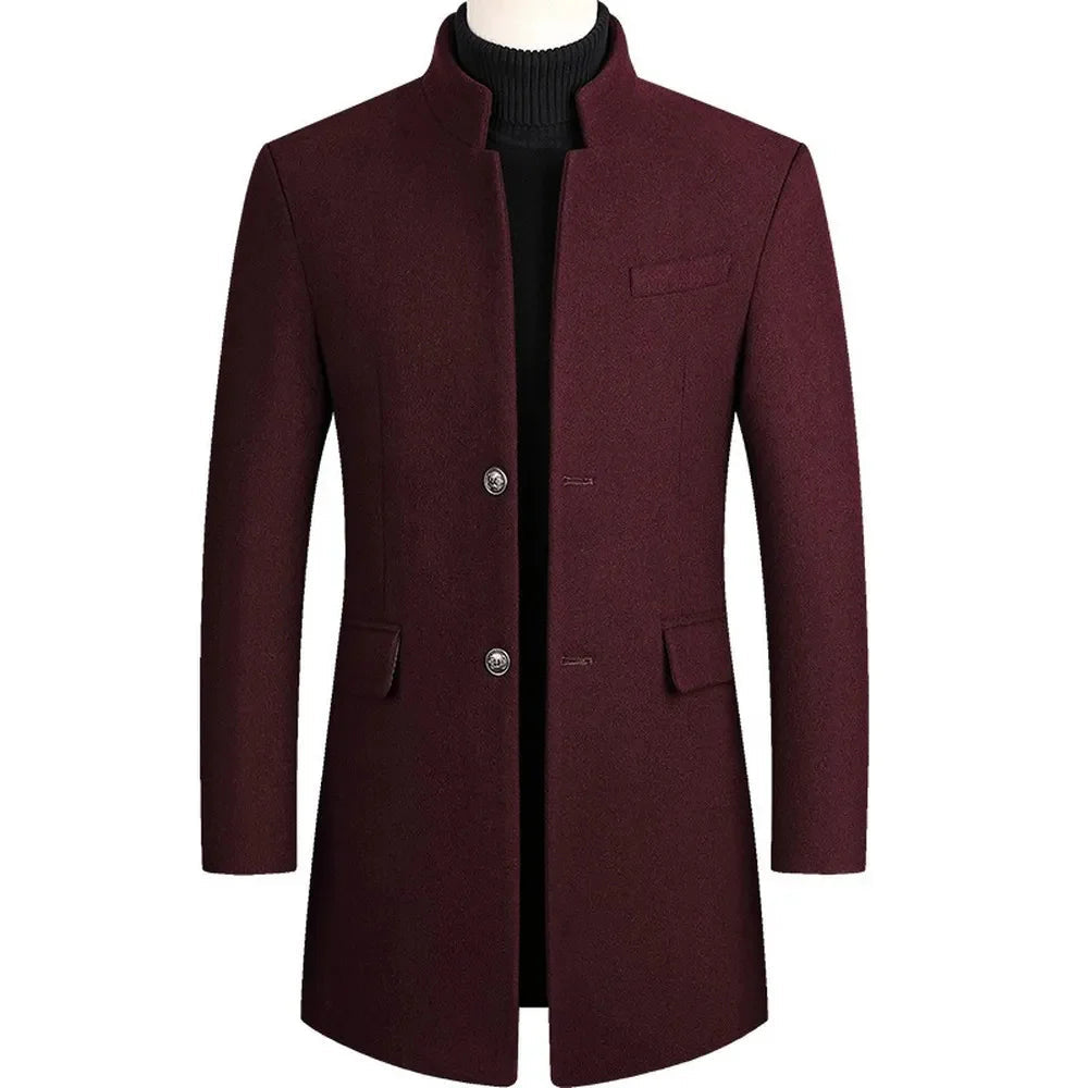 Manteau Homme Coupe Ajustée à Col Montant 1