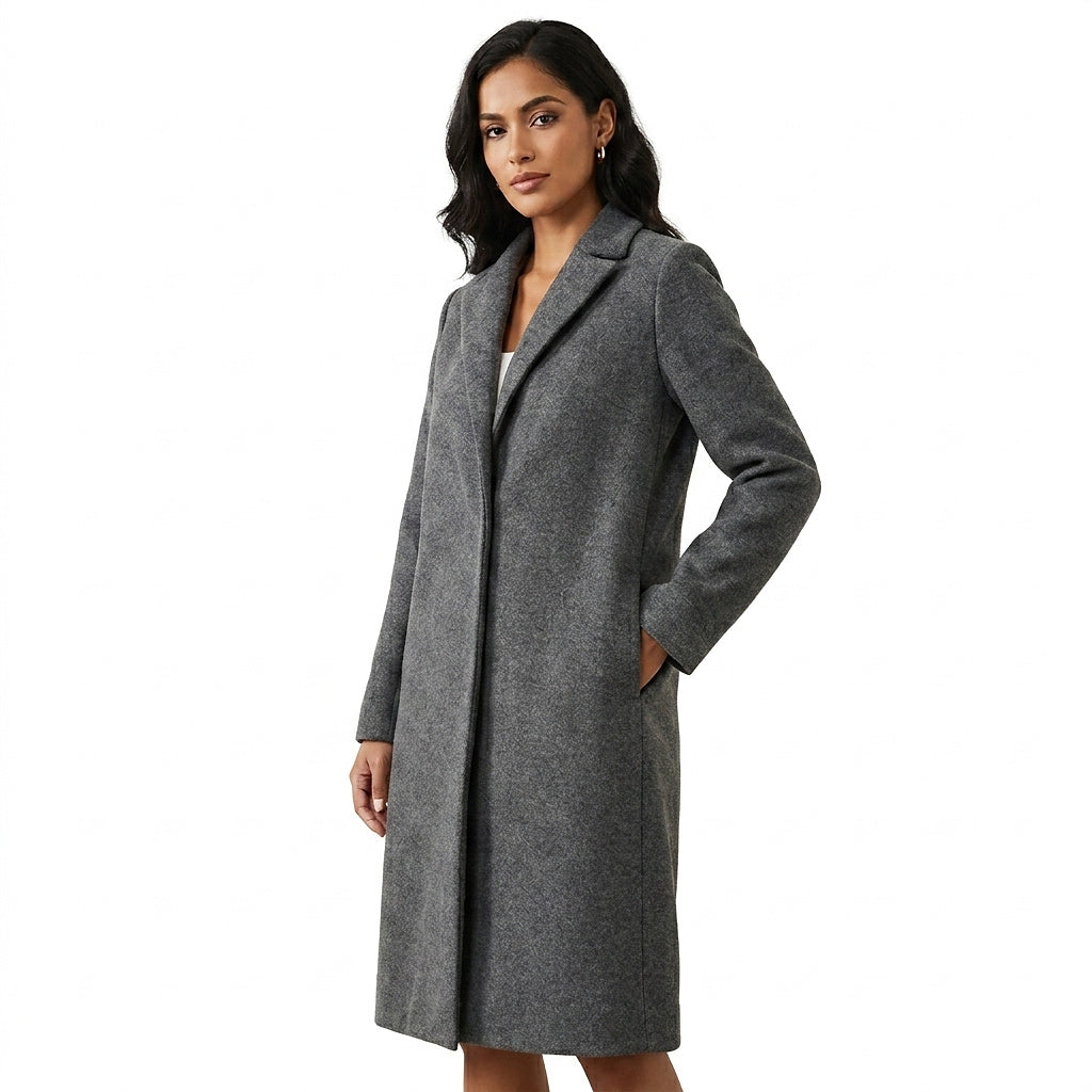Manteau long en mélange de laine pour femme 1
