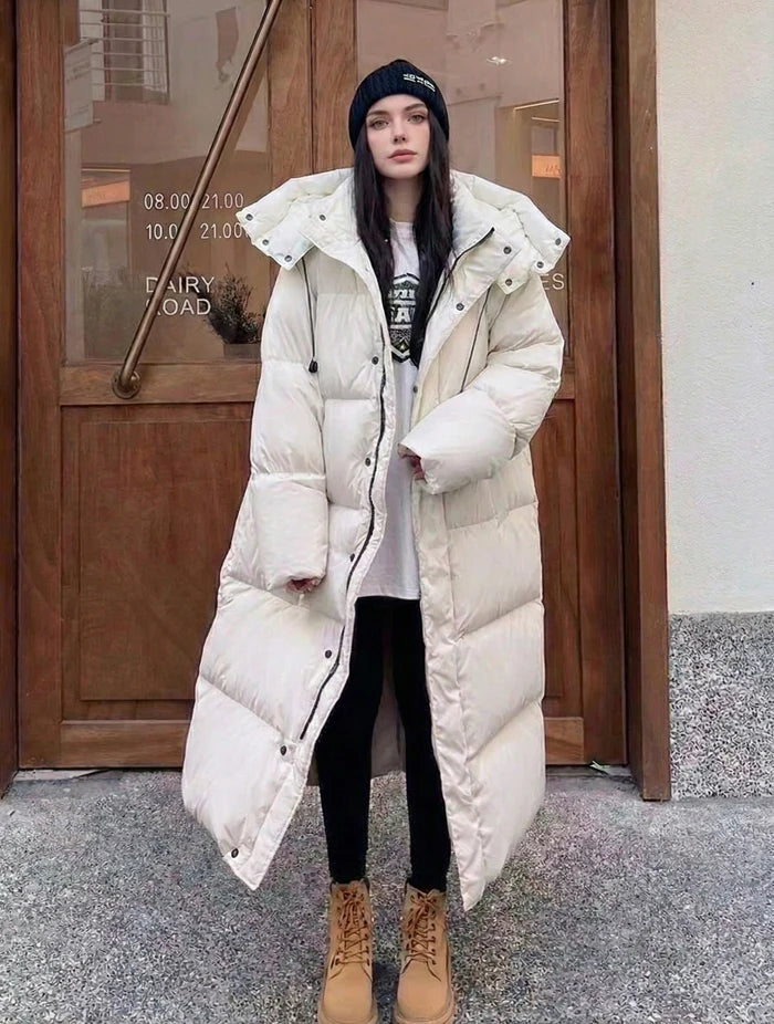 Manteau Long Femme à Capuche avec Structure Matelassée-Gigié