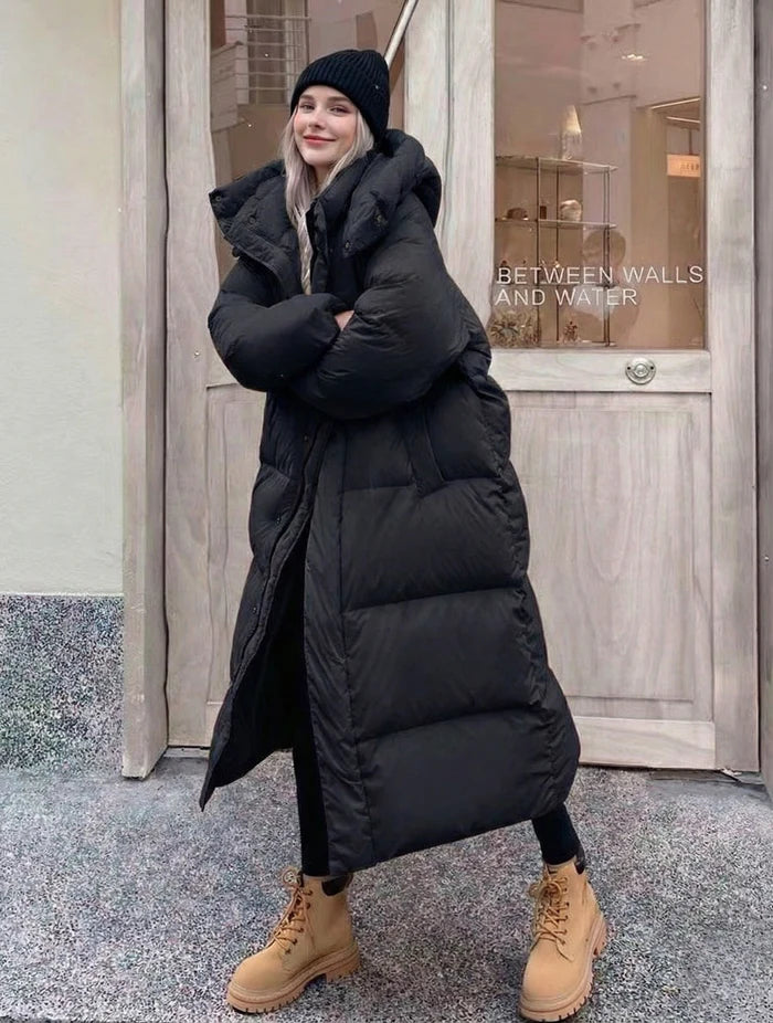 Manteau Long Femme à Capuche avec Structure Matelassée-Gigié