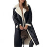 Manteau long pour femme en matière synthétique avec doublure en teddy 1