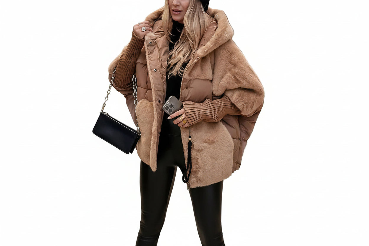 Manteau Matelassé Court À Capuche Pour Femmes-Gigié
