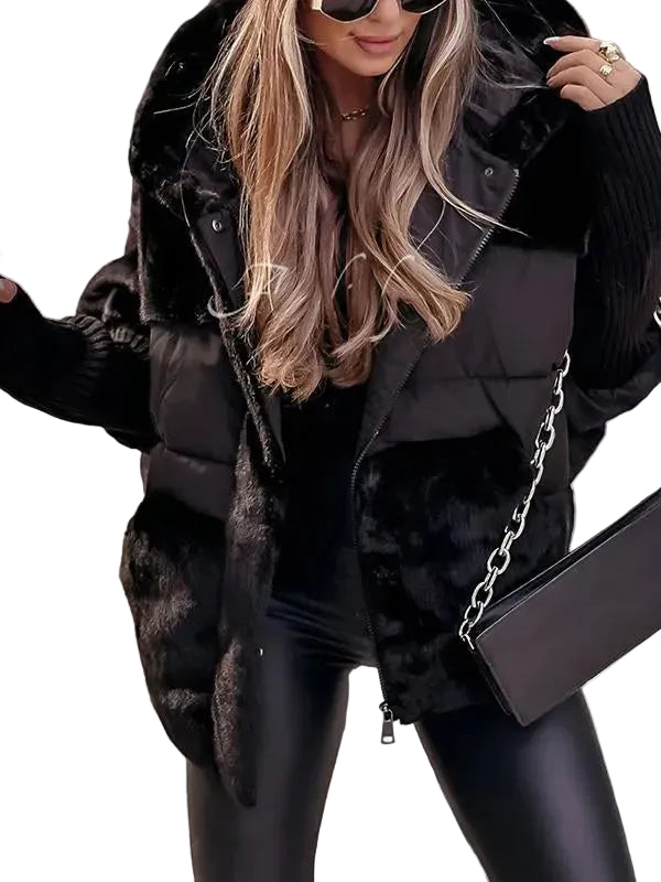 Manteau Matelassé Court À Capuche Pour Femmes-Gigié