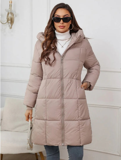 Veste Longue Femme à Capuche avec Fermeture Frontale-Gigié