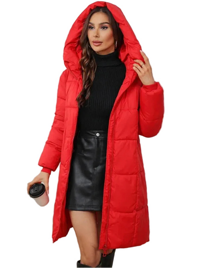 Veste Longue Femme à Capuche avec Fermeture Frontale-Gigié