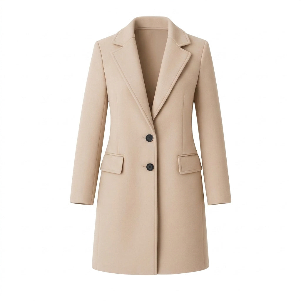 Manteau pour femme avec col à revers et patte de boutonnage 1