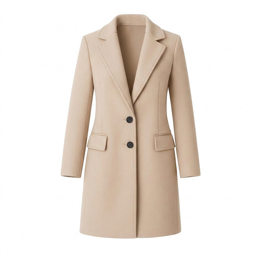 Manteau pour femme avec col à revers et patte de boutonnage 1