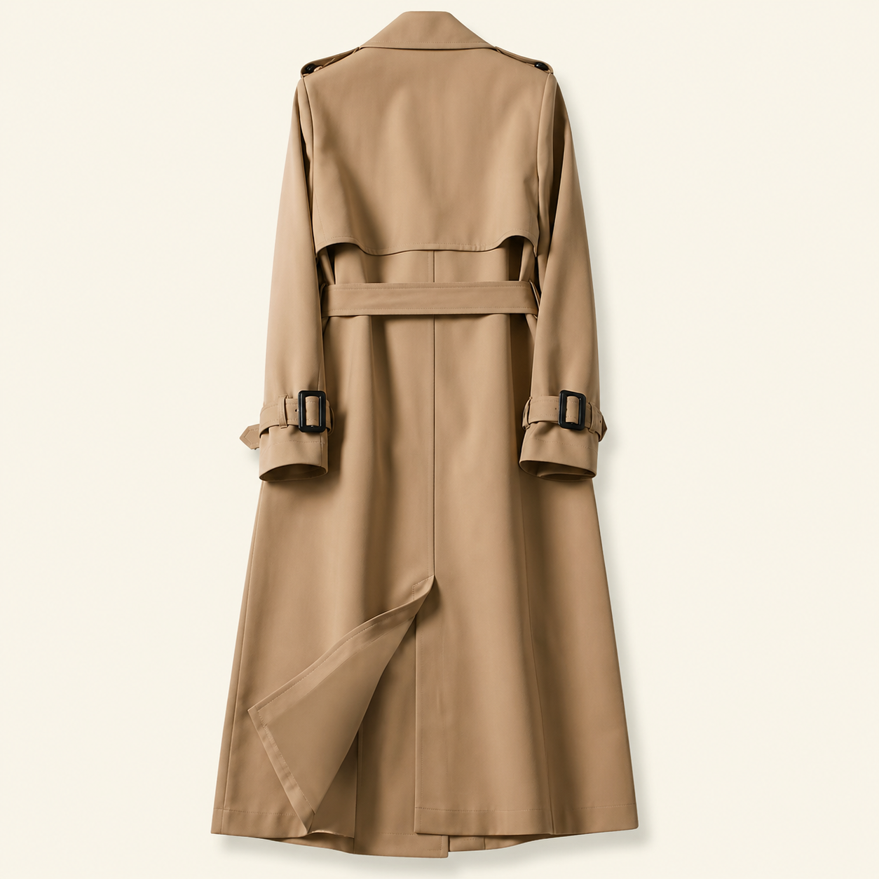 Manteau trench femme croisé avec ceinture, col à revers et pattes de serrage aux poignets-Womens Coat-Gigié