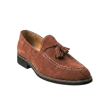 Mocassins à pampilles en daim pour homme avec surpiqûres contrastées 1